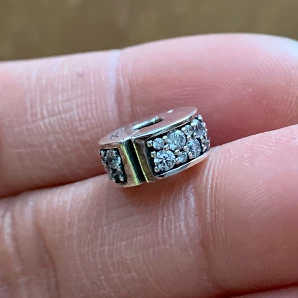 Authentic Pandora CZ Bling Sparkling Charm Safety Clip Stopper Spacer - Picture 5 of 7